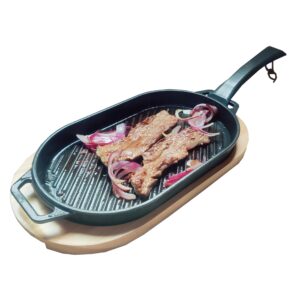 jin better grill parts new skillet with insulated wooden cushion and removable handle compatible with gas cooktops and grills