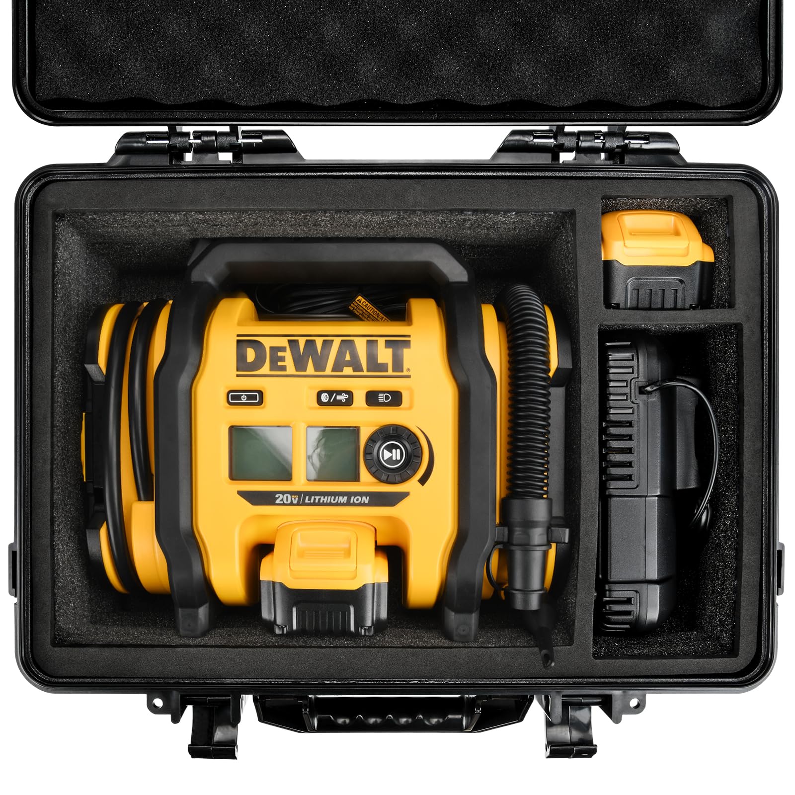 LOTOCASE Air Compressor Hard Case Compatible with DEWALT 20V MAX Tire Inflator DCC020IB, Air Pump Storage Carrying Bag for DEWALT DCC020IB Tools, with Pocket for Battery Pack and Charging （ CASE ONLY)