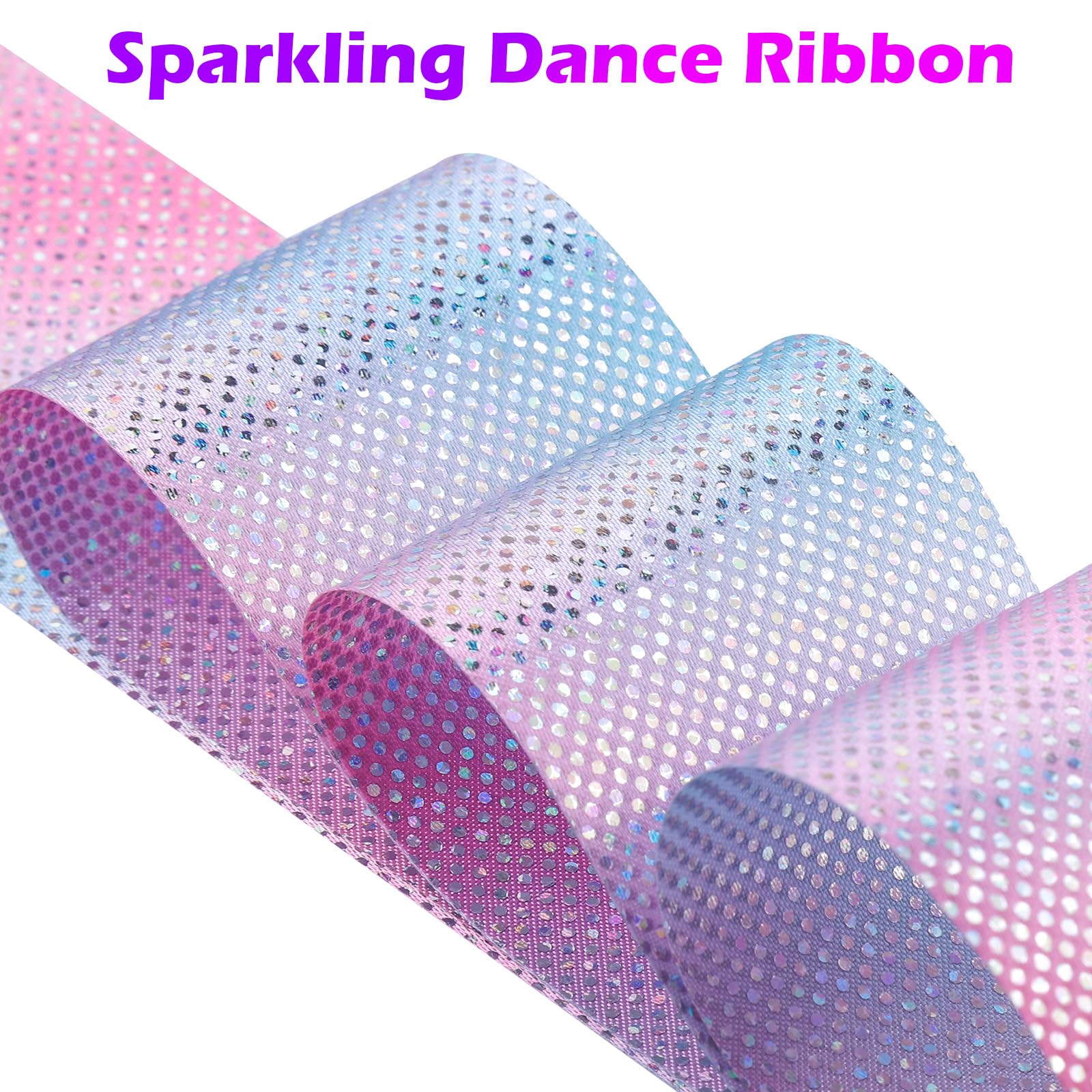 HiUnicorn 14PCS Sparkling Dance Ribbon for Kids Girls Princess Mermaid Ballet Ballerina Gymnastics Birthday Party Favors Decorations, Kids Twirling Streamer Ribbon Dancer Wands for Outdoor Toys