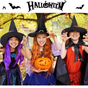 Century Star Kids Witch Hat Girls Lace Halloween Hat for kids Youth Teens Halloween Decorations Party Cosplay 1Pc Black Starlight M