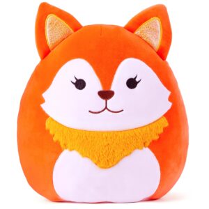 playnics large fox plush pillow stuffed animal toy,13" big size cute soft toys fat kawaii hugging stuff cuddle huggable plushie toy,gift for kids