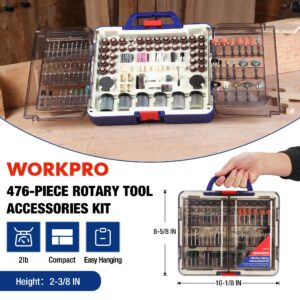 WORKPRO 476PCS Rotary Tool Accessories Kit, Rotary Tool Bits for Easy Cutting, Sanding, Grinding, Carving, Polishing, Drilling and Engraving