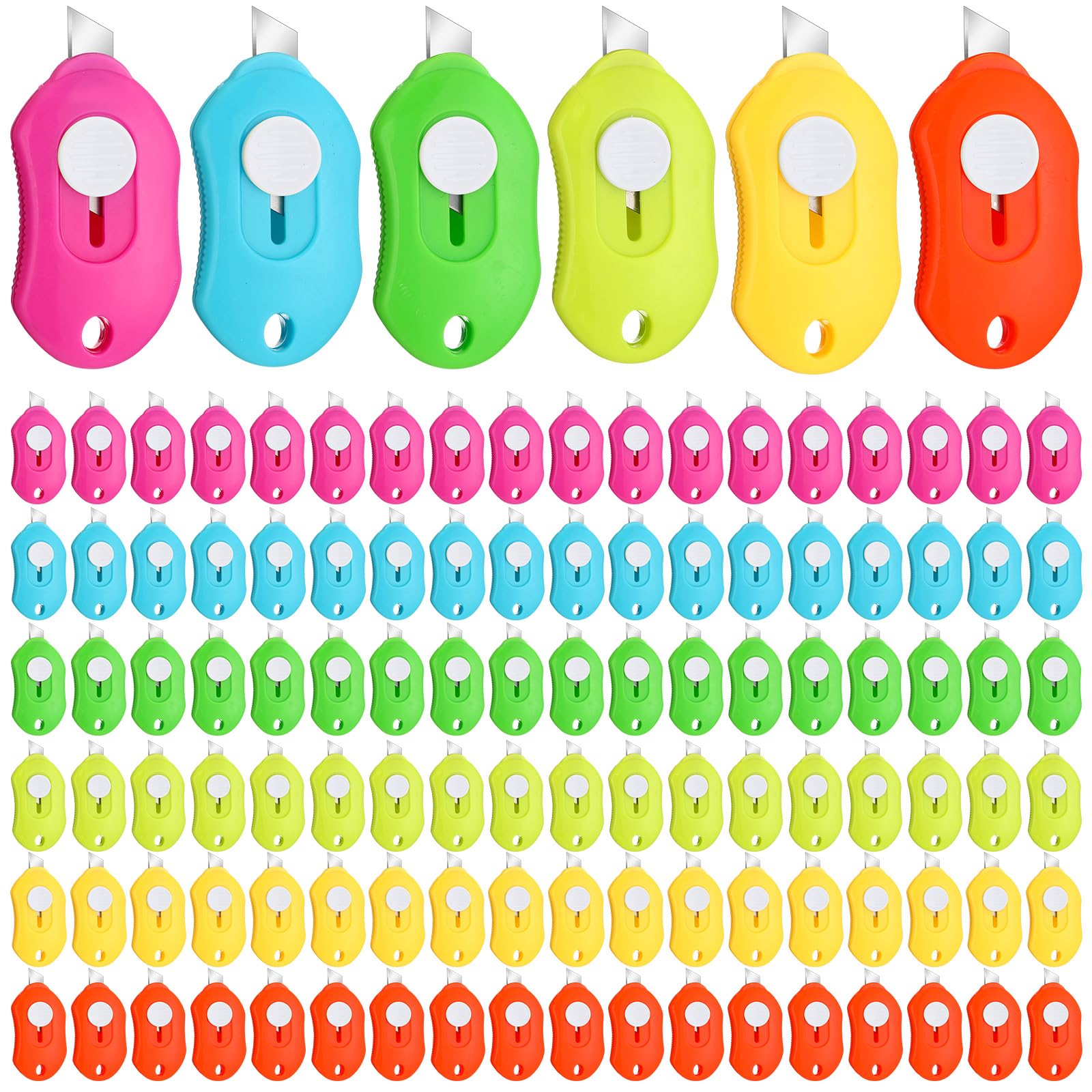 Lasnten 100 Pcs Mini Retractable Utility Knife Box Cutter Lightweight Colorful Cloud Shape Pocket Knife for Letter and Small Box Opening Suitable for Home Office Hobby Use Crafts, Random Color