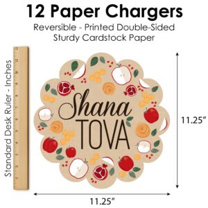 Big Dot of Happiness Rosh Hashanah - Jewish New Year Party Round Table Decorations - Paper Chargers - Place Setting For 12