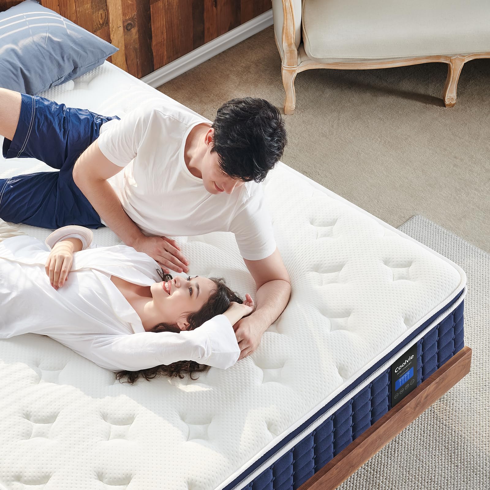 Coolvie California King Mattress 12 Inch, Medium Feel Cal King Mattress in a Box, Hybrid Individual Pocket Springs with Memory Foam, Cooler Sleep with Pressure Relief and Support