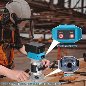 Cordless Compact Router, Weytoll 18V 18000RPM Brushless Trim Router, Wood Trimmer Router, 6.35mm Trim Diameter Cordless Palm Router Suitable for Makita Battery, 6 Level Speed Adjustable (Tool Only)