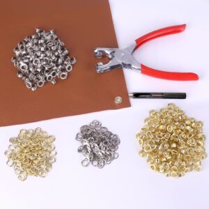 1203PCS Grommet Eyelet Pliers Tool Kit, 1/4 Inch Fabric Leather Hole Eyelets Grommets Punch Pliers, for Fabric, Leather, Belt, Shoes, Clothes