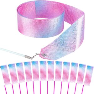 hiunicorn 14pcs sparkling dance ribbon for kids girls princess mermaid ballet ballerina gymnastics birthday party favors decorations, kids twirling streamer ribbon dancer wands for outdoor toys