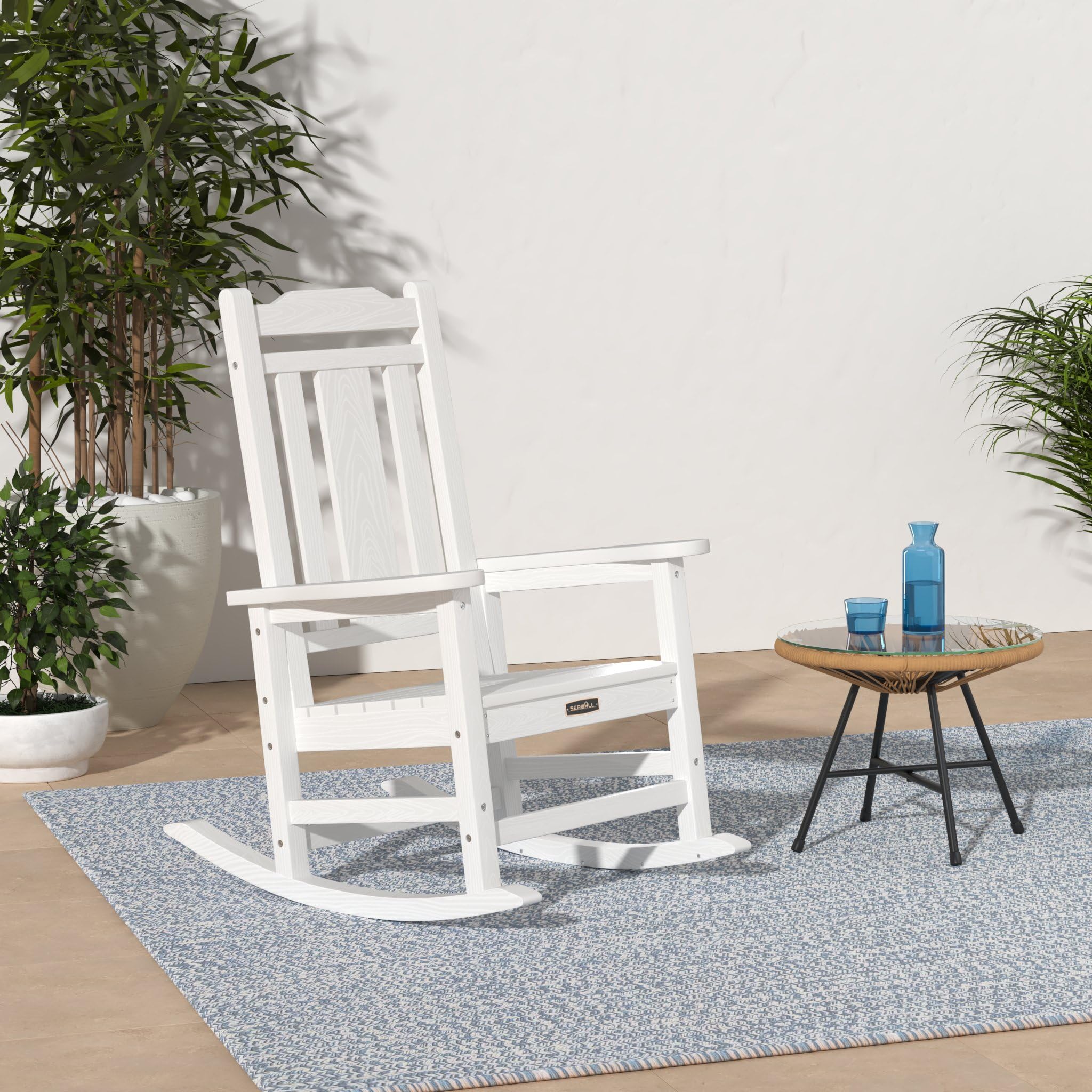 SERWALL Outdoor Rocking Chair White Set of 2