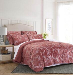 grassix duvet cover king - 3d marble velvet king duvet cover blush pink, ultra soft flannel duvet cover with zipper closure 8 corner tie (1 duvet cover 104"x90" & 2 pillowcases-blush pink)