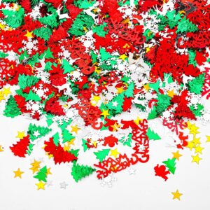 fushenmu 4800 pcs/3.5 oz christmas glitter confetti,assorted xmas tree snowflake santa elk merry christmas metallic foil table sequins decoration set