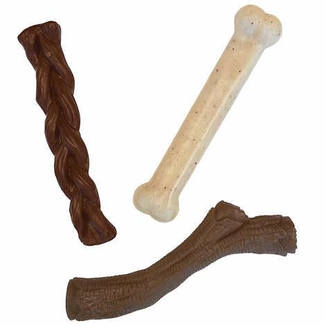 Tough Chew Dog Toys Variety 3 Pack Bully Stick Flavor Bacon Flavor Chicken Flavor