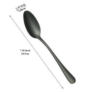 Evanda Black Dinner Spoons 12 Pieces, Black Titanium Plating Stainless Steel 7.28inch Spoons, Dessert Spoons, Table Spoon, Soup Spoons, Easy To Clean, Dishwasher Safe