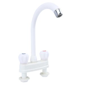 uonlytech plastic faucet kitchen two handle bathroom sink decor kitchen faucets for kitchen sinks bathroom sink faucet bathtub faucet bathroom basin faucet open quickly to rotate set white