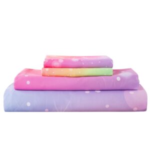 ADASMILE A & S Rainbow Sheets Twin Size for Girls Tie Dye Pastel Girls Sheet Set for Kids Teens Glitter Girly Rainbow Bedding Set 1 Fitted Sheet 1 Flat Sheet 1 Pillowcase Soft Microfiber Home Decor