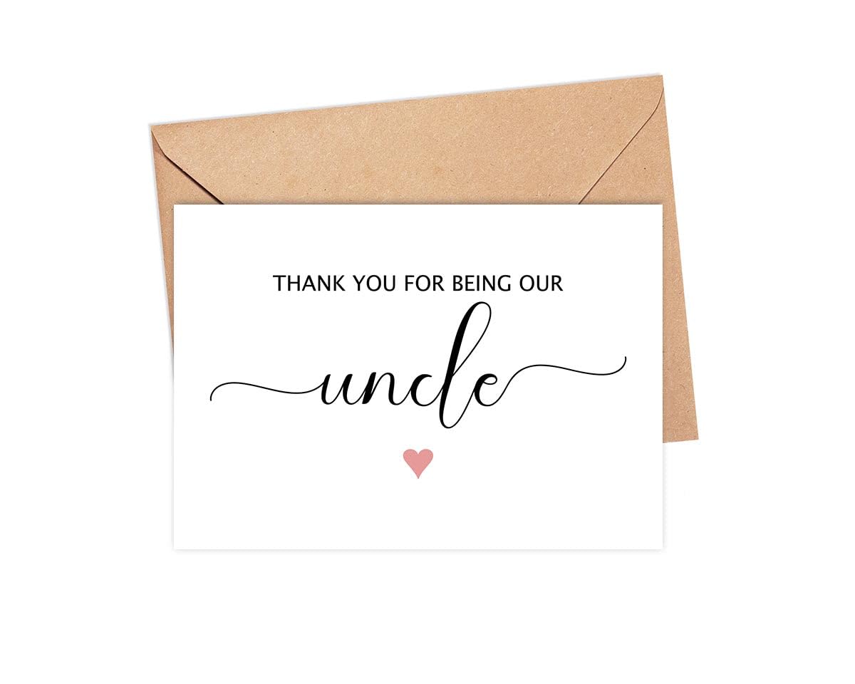 GreenStar Gifts Thank You For Being Our Uncle Card - Uncle Thank You Card - Bridal Party Wedding Card - Uncle Appreciation Card - Funny Wedding Party Card