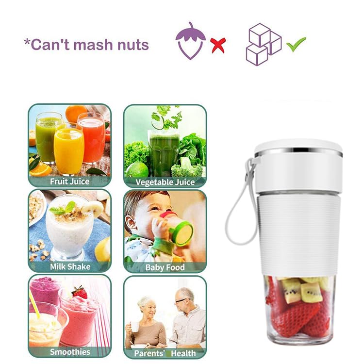 Portable Blender, Blender for Shakes and Smooties with Rechargable USB, Multifunctional Mini Blender