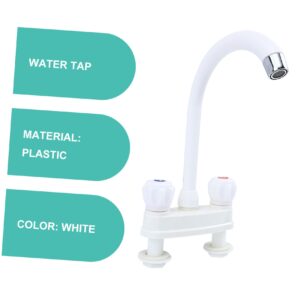 Uonlytech Plastic Faucet Kitchen Two Handle Bathroom Sink Decor Kitchen Faucets for Kitchen Sinks Bathroom Sink Faucet Bathtub Faucet Bathroom Basin Faucet Open Quickly to Rotate Set White