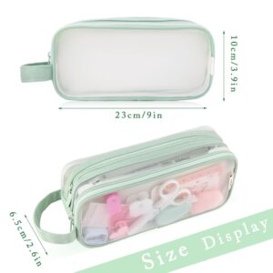 iSuperb Clear Pencil Case Handheld Pen Bag Transparent Makeup Bag Multifunction Pencil Pouch for Business Travel Office Adult (Green)