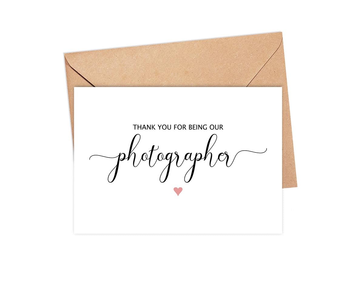 GreenStar Gifts Thank You For Being Our Photographer Card - Photographer Thank You Card - Bridal Party Wedding Card - Photographer Appreciation Card - Funny Wedding Party Card