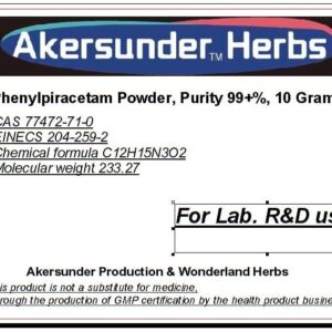 Akersunder Phenylpiracetam Powder, Purity 99.9+%, 10 Grams. Include 100mg Scoop