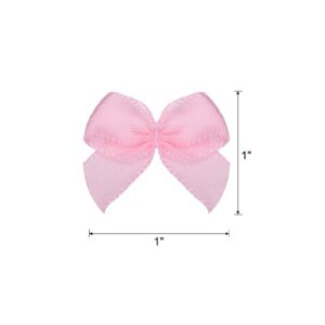 MECCANIXITY 50Pcs Mini Ribbon Bow 1" Mini Fabric Satin Ribbon Flower Bows for Craft DIY Sewing Wedding Birthday Party Pink