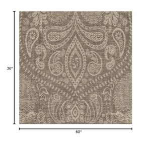 RUGGABLE Washable 3x5 Area Rug, Paisley Prom Dark Tan, Premium Rugs for Living Room, Bedroom, Kitchen, Office, Classroom with Gripper Non Slip Pad, Iris Apfel