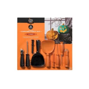 pumpkin carving party kit - 16 stencils and 9 tools