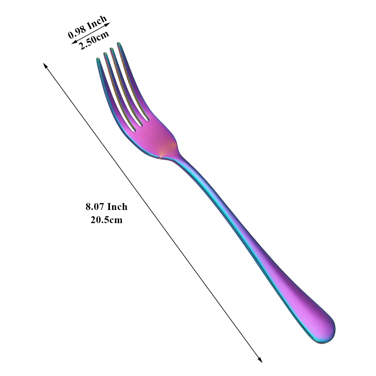 Evanda Rainbow Dinner Fork 12 Pieces, Rainbow Titanium Plating Stainless Steel 8.07inch Forks, Cake Forks, Table Forks,Dessert Forks, Easy To Clean, Dishwasher Safe