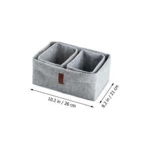 Cabilock 3pcs Felt Storage Basket Ornament Storage Boxes Square Storage Bins Collapsible Basket Desktop Storage Basket Small Storage Basket Felt Cube Box Practical Organizer Felt Basket