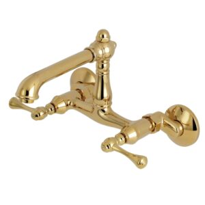 Kingston Brass English Country 6 in. Adjustable Center Wall Mount Kitchen Faucet Antique Brass Antique