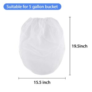 Sukh 10PCS Paint Strainer Bag - 5 Gallon Paint Filter Strainer Bucket Strainer with Elastic Drawstring Top Opening Nylon Mesh Filter White Fine Mesh Bag for Paint Gardening