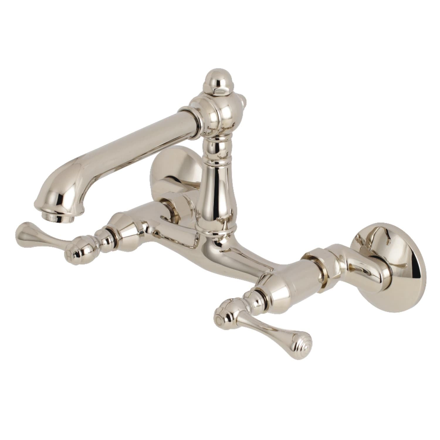 Kingston Brass English Country 6 in. Adjustable Center Wall Mount Kitchen Faucet Antique Brass Antique