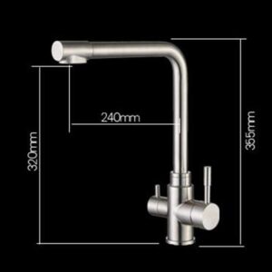 Kitchen Faucet 3 Way Stainless Steel 360 ° Swiveling Hot and Cold Water Drinking Water Faucets 3 and 1 Kitchen Faucet Brushed