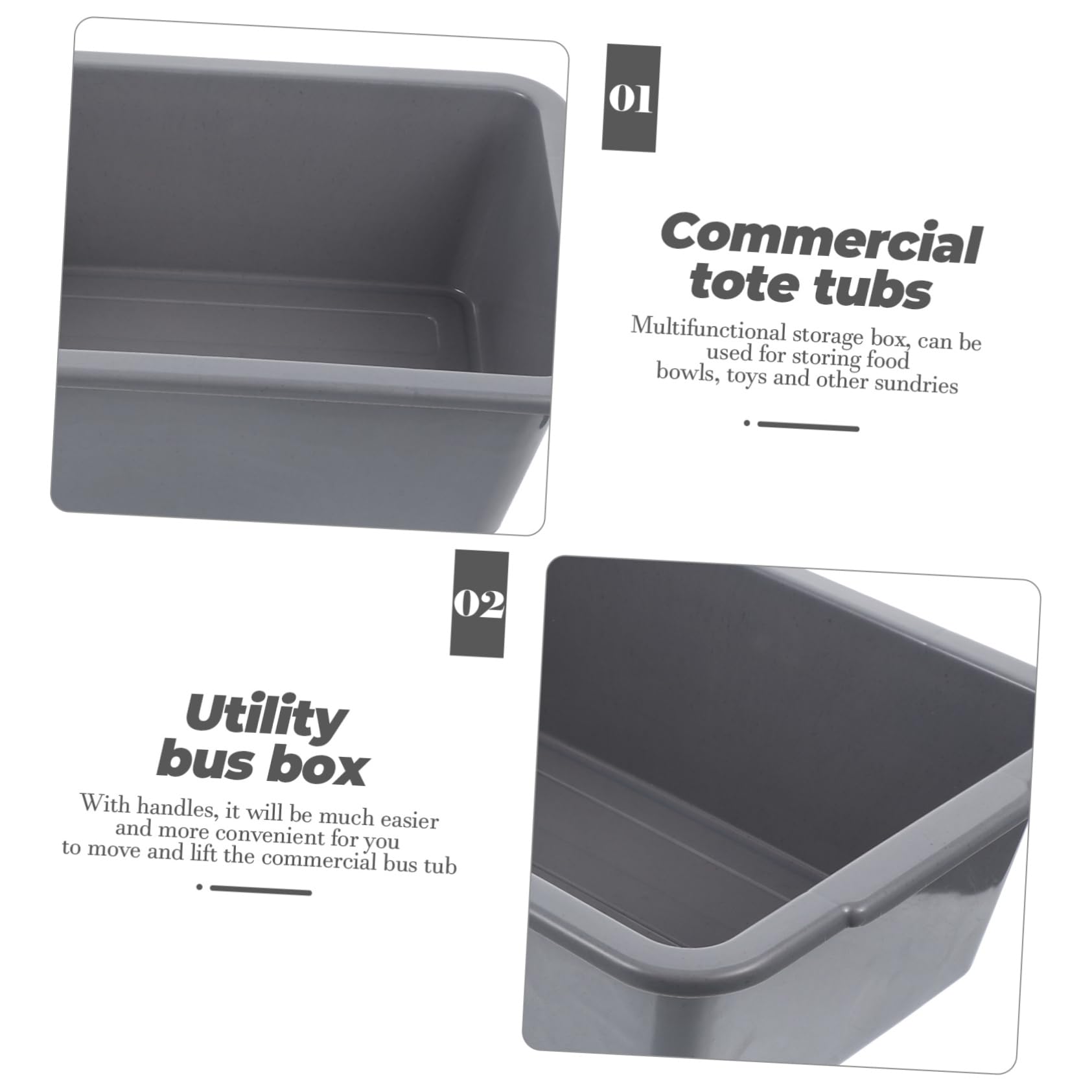 CAXUSD White Boxes Plastic Wash Basin White Storage Bins Restaurant Commercial Bus Box Multipurpose Bus Tub Wash Basin Tub Car Storage Box Dishwashing Box Storage Basket Grey