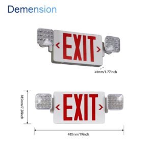 CM MZY LED Exit Sign with Emergency Lights,Exit Sign Lights with Battery Backup, Red Letter Emergency Exit Sign Lights with Two Adjustable Heads,AC 120-277V, UL Certified1PCS