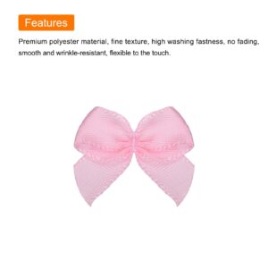 MECCANIXITY 100Pcs Mini Ribbon Bow 1" Mini Fabric Satin Ribbon Flower Bows for Craft DIY Sewing Wedding Birthday Party Pink