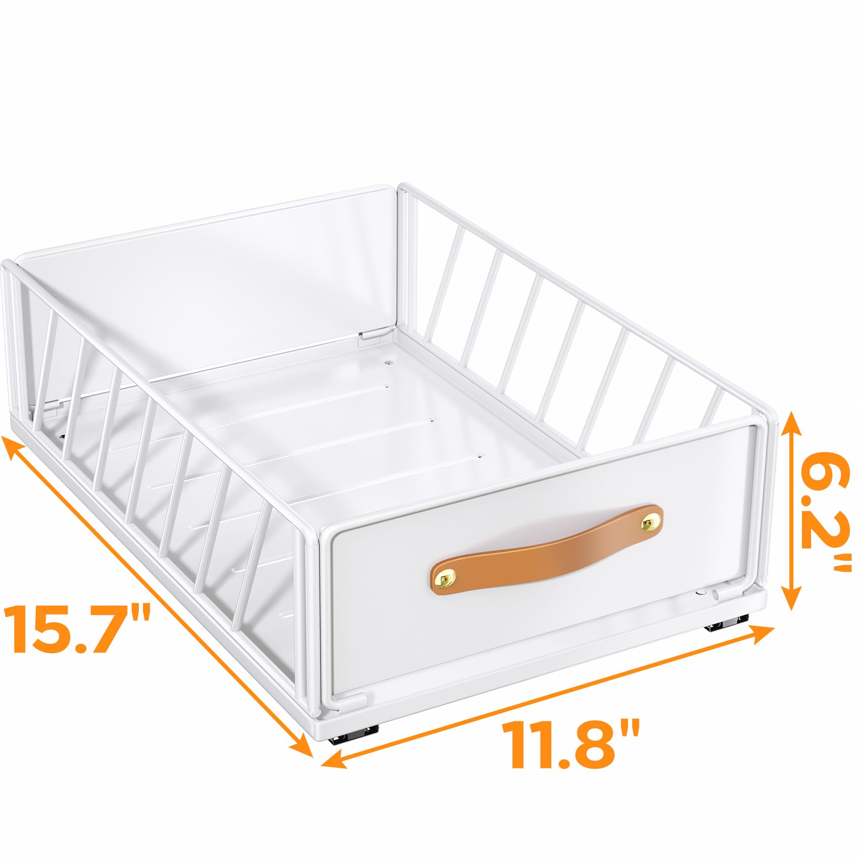 Pull out Cabinet Organizer Fixed with Adhesive Nano Film,Heavy Duty Slide out Pantry Shelves Drawer Storage,Sliding Mesh Cabinet Basket with Handle for Kitchen, Bathroom,Home, 11.8W"X 15.7D"X6.2"H