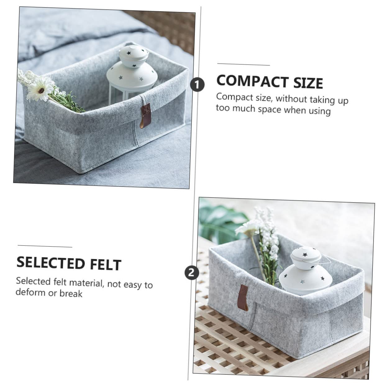 Cabilock 3pcs Felt Storage Basket Ornament Storage Boxes Square Storage Bins Collapsible Basket Desktop Storage Basket Small Storage Basket Felt Cube Box Practical Organizer Felt Basket