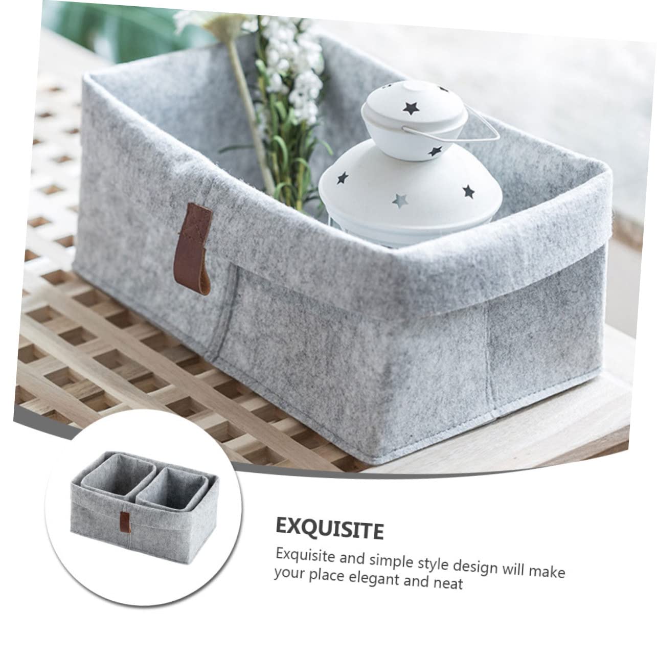 Cabilock 3pcs Felt Storage Basket Ornament Storage Boxes Square Storage Bins Collapsible Basket Desktop Storage Basket Small Storage Basket Felt Cube Box Practical Organizer Felt Basket