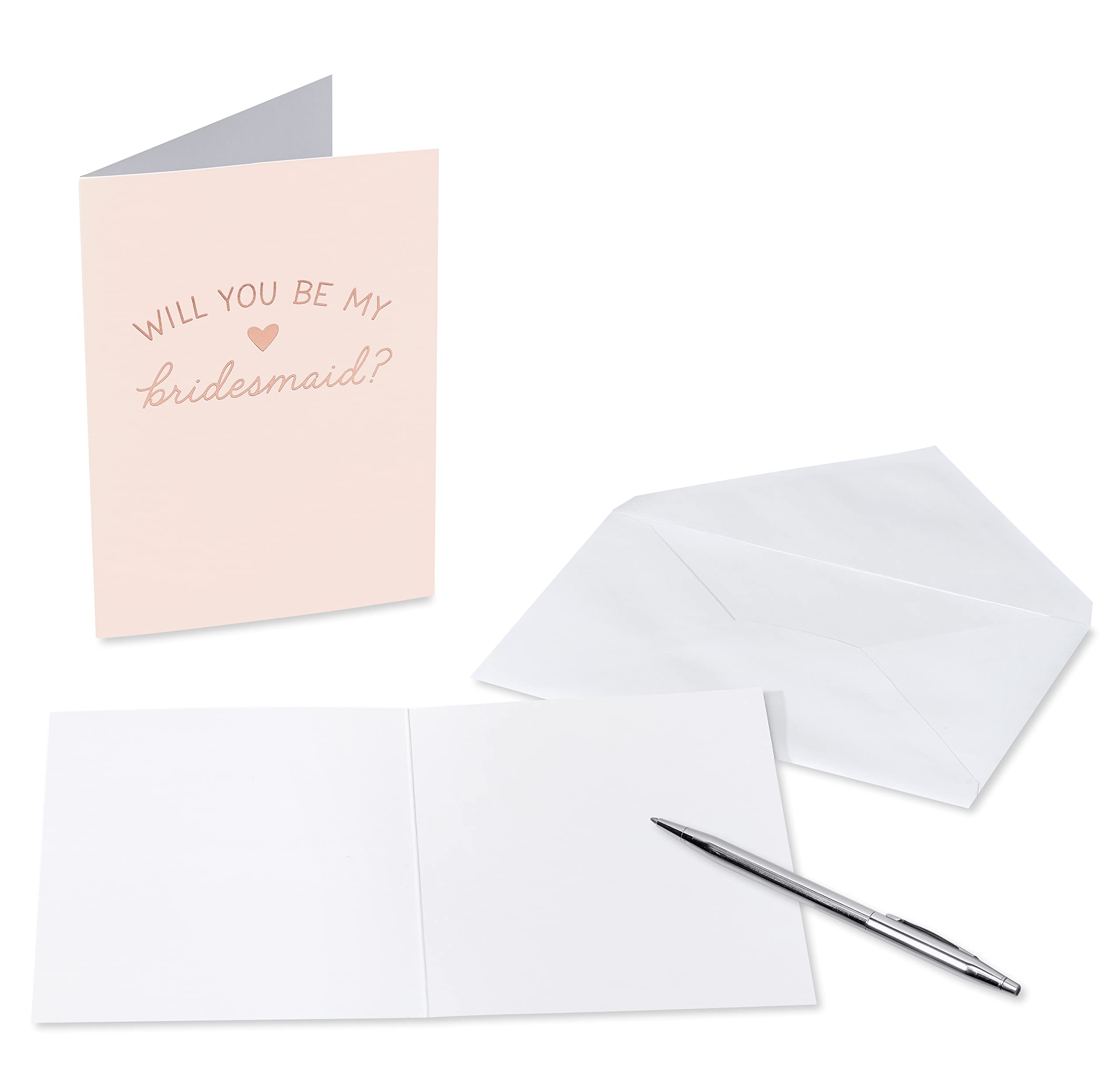 American Greetings Blank Will You Be My Bridesmaid Cards, Red Heart (8-Count)