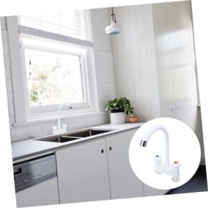 Uonlytech Plastic Faucet Kitchen Two Handle Bathroom Sink Decor Kitchen Faucets for Kitchen Sinks Bathroom Sink Faucet Bathtub Faucet Bathroom Basin Faucet Open Quickly to Rotate Set White