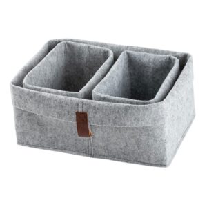 cabilock 3pcs felt storage basket ornament storage boxes square storage bins collapsible basket desktop storage basket small storage basket felt cube box practical organizer felt basket