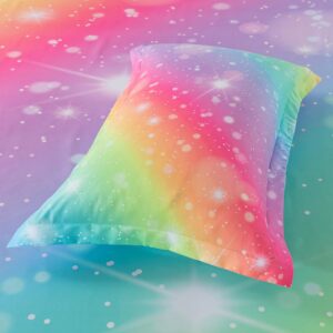 ADASMILE A & S Rainbow Sheets Twin Size for Girls Tie Dye Pastel Girls Sheet Set for Kids Teens Glitter Girly Rainbow Bedding Set 1 Fitted Sheet 1 Flat Sheet 1 Pillowcase Soft Microfiber Home Decor