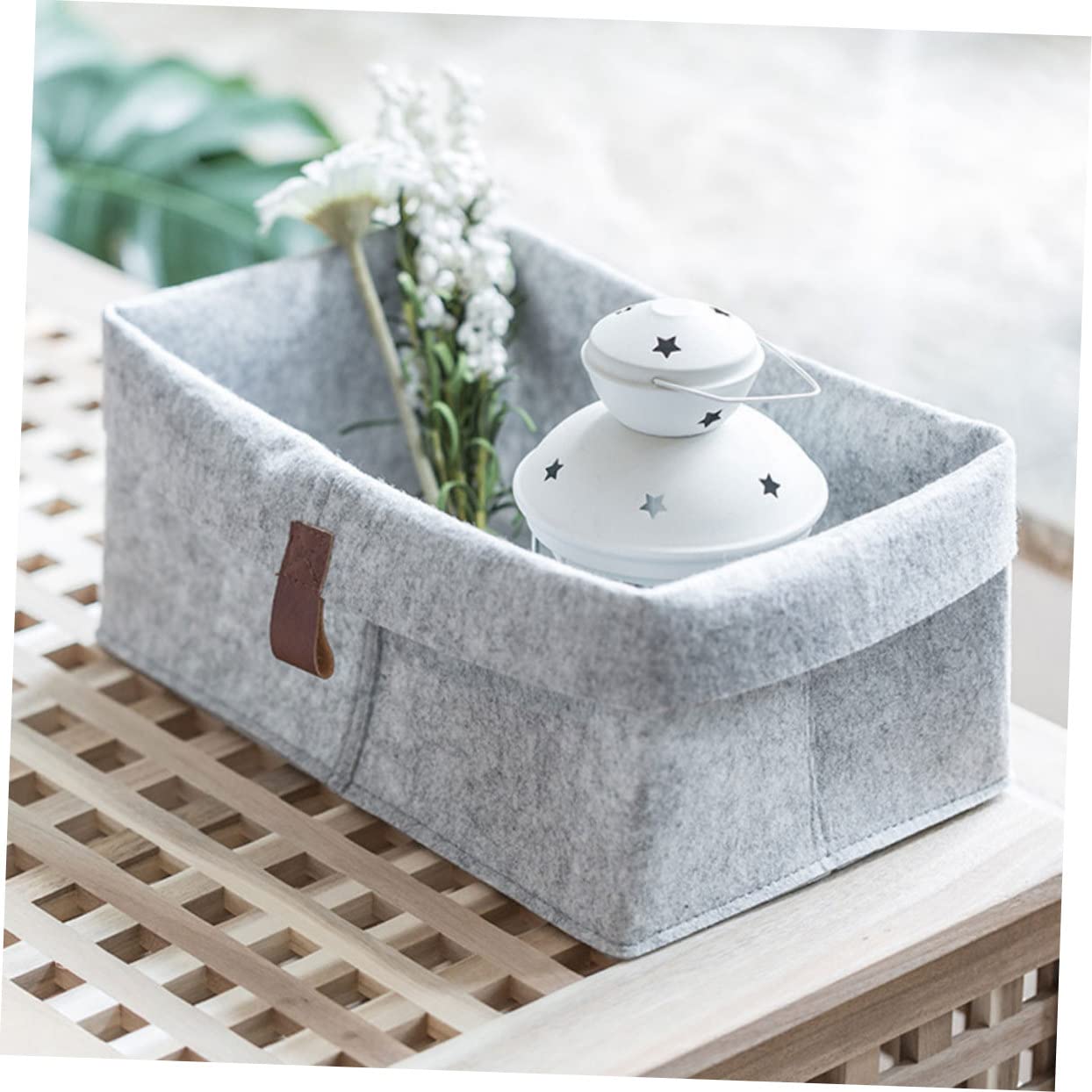 Cabilock 3pcs Felt Storage Basket Ornament Storage Boxes Square Storage Bins Collapsible Basket Desktop Storage Basket Small Storage Basket Felt Cube Box Practical Organizer Felt Basket