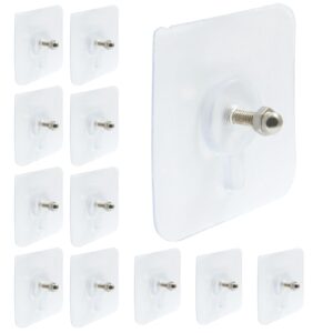 Moicstiy Adhesive Hooks Screw Hanging Wall Hooks Transparent Waterproof Reusable Seamless Sticky Hooks for Bathroom Kitchens Office(12Pcs)