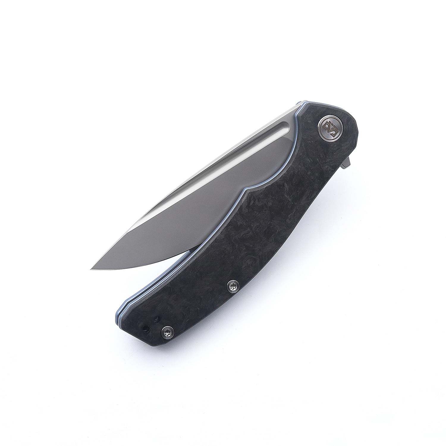 Miguron Knives M Velona Flipper Folding Knife 3.5" M390 Blade Blue Anodized Titanium And Carbon Fiber Handle Pocket Knife MGR-613BUS