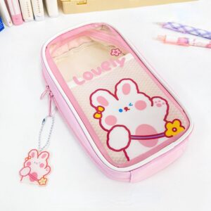 mifjnf cute pencil case kawaii pencil case aesthetic large capacity pencil case with accessories pencil pouch for girls (pink)