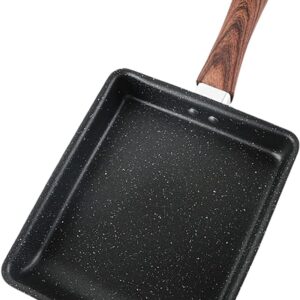 Sun Terriory Tamagoyaki Omelette Pan,Nonstick Cast Iron Egg Pan,Japanese Egg Pan,Rectangle Mini Frying Pan with Silicone Spatula & Brush,6.6×7.7inch,Black