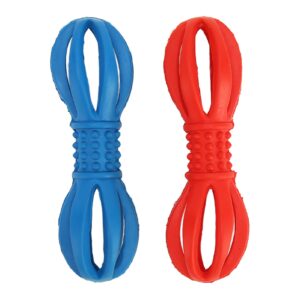 2Pcs Rubber Dog Chew Toy, 1.2x4.7in Interactive Fetch Dog Toy Hollow Dumbbell Toy Tough Puppy Teething Toys for Small Medium Large Dogs